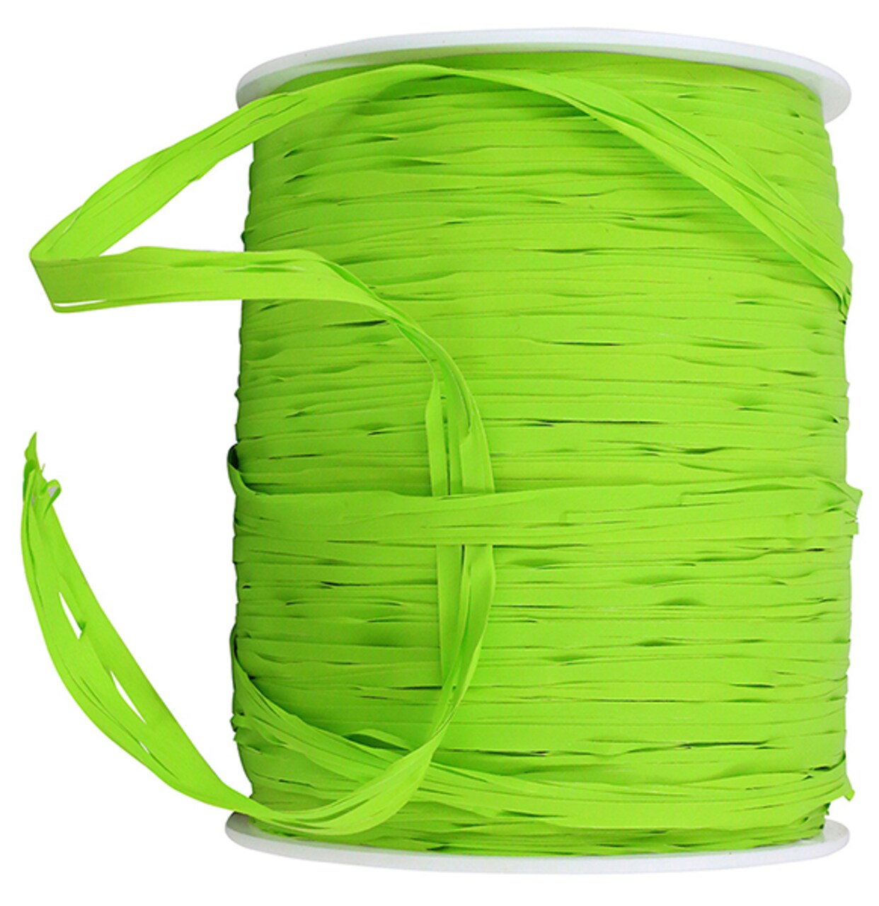 Synthetic Raffia Ribbon --- 3/8 in x 100 yards --- Lime Green Color